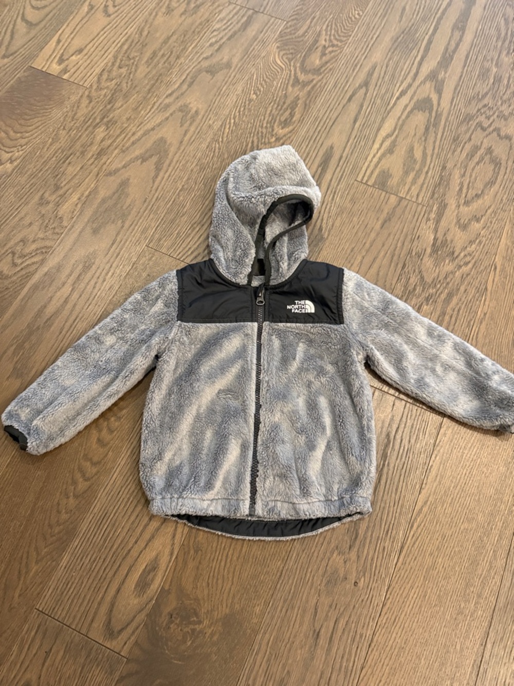 The North Face Gray Fleece Hooded Jacket with Black Yoke